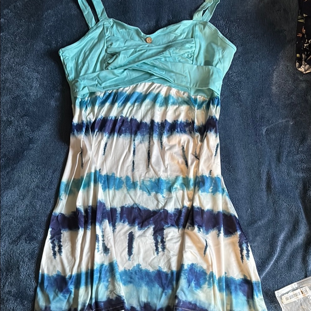 Blue and White Tie-Dye Dress